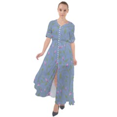 Curly Flowers Waist Tie Boho Maxi Dress by SychEva