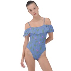 Curly Flowers Frill Detail One Piece Swimsuit by SychEva