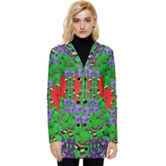 A Island Of Roses In The Calm Sea Button Up Hooded Coat 