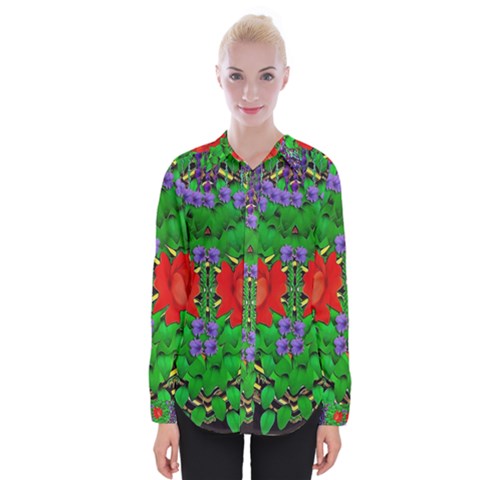 A Island Of Roses In The Calm Sea Womens Long Sleeve Shirt by pepitasart