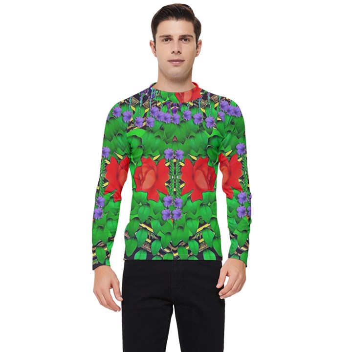 A Island Of Roses In The Calm Sea Men s Long Sleeve Rash Guard