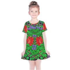 A Island Of Roses In The Calm Sea Kids  Simple Cotton Dress