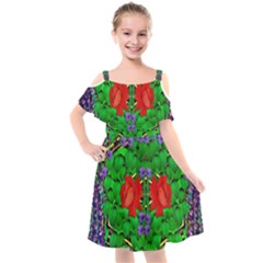 A Island Of Roses In The Calm Sea Kids  Cut Out Shoulders Chiffon Dress