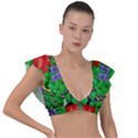 A Island Of Roses In The Calm Sea Plunge Frill Sleeve Bikini Top View1