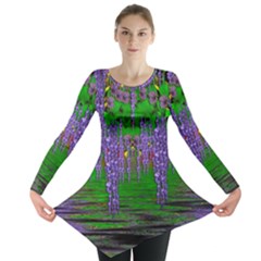 A Island Of Flowers In The Calm Sea Long Sleeve Tunic  by pepitasart