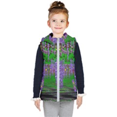 A Island Of Flowers In The Calm Sea Kids  Hooded Puffer Vest