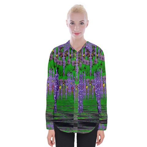 A Island Of Flowers In The Calm Sea Womens Long Sleeve Shirt by pepitasart