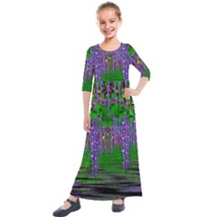 A Island Of Flowers In The Calm Sea Kids  Quarter Sleeve Maxi Dress by pepitasart