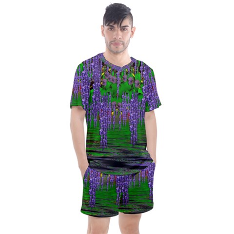 A Island Of Flowers In The Calm Sea Men s Mesh Tee And Shorts Set by pepitasart