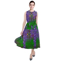 A Island Of Flowers In The Calm Sea Round Neck Boho Dress by pepitasart