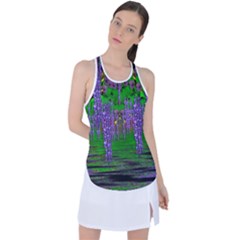 A Island Of Flowers In The Calm Sea Racer Back Mesh Tank Top by pepitasart