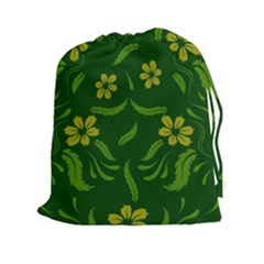 Folk Flowers Print Floral Pattern Ethnic Art Drawstring Pouch (2xl) by Eskimos