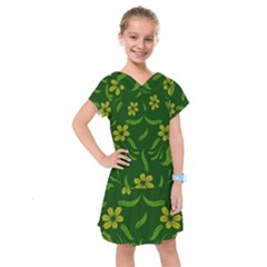 Folk Flowers Print Floral Pattern Ethnic Art Kids  Drop Waist Dress by Eskimos