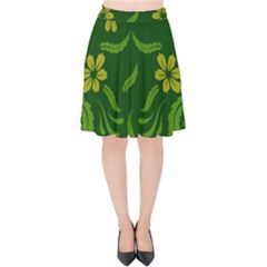 Folk Flowers Print Floral Pattern Ethnic Art Velvet High Waist Skirt by Eskimos