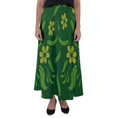 Folk Flowers Print Floral Pattern Ethnic Art Flared Maxi Skirt by Eskimos