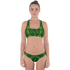 Folk Flowers Print Floral Pattern Ethnic Art Cross Back Hipster Bikini Set by Eskimos