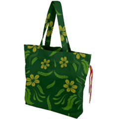 Folk Flowers Print Floral Pattern Ethnic Art Drawstring Tote Bag by Eskimos