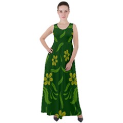 Folk Flowers Print Floral Pattern Ethnic Art Empire Waist Velour Maxi Dress by Eskimos