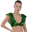 Folk flowers print Floral pattern Ethnic art Plunge Frill Sleeve Bikini Top View1