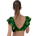 Folk flowers print Floral pattern Ethnic art Plunge Frill Sleeve Bikini Top View2