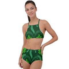 Folk Flowers Print Floral Pattern Ethnic Art High Waist Tankini Set by Eskimos