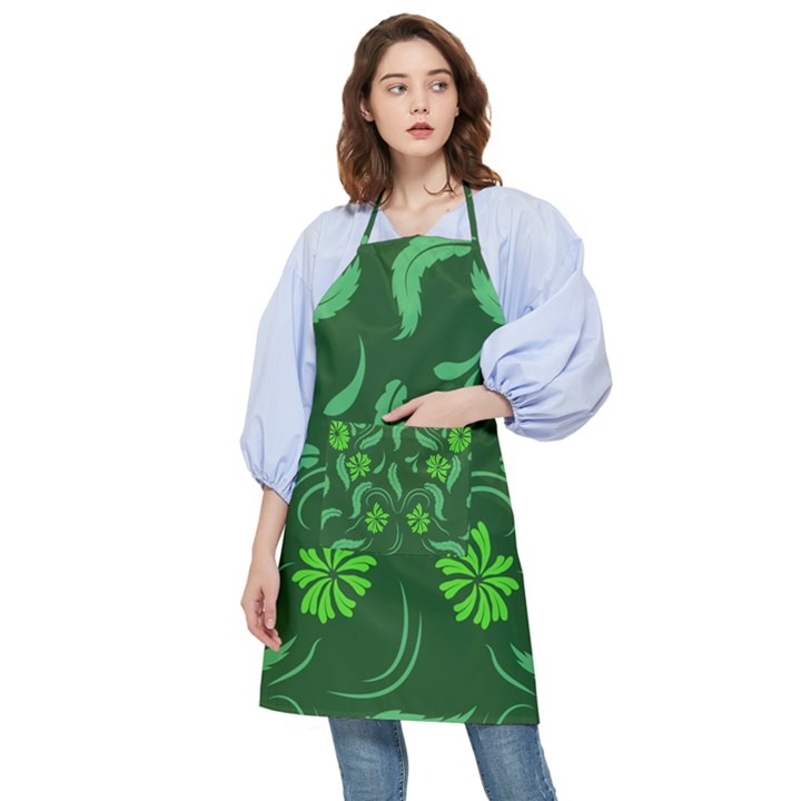 Folk flowers print Floral pattern Ethnic art Pocket Apron