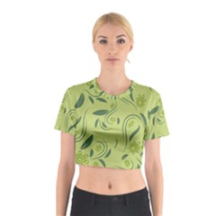 Folk Flowers Print Floral Pattern Ethnic Art Cotton Crop Top by Eskimos