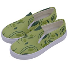 Folk Flowers Print Floral Pattern Ethnic Art Kids  Canvas Slip Ons by Eskimos