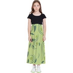 Folk Flowers Print Floral Pattern Ethnic Art Kids  Flared Maxi Skirt by Eskimos