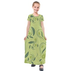 Folk Flowers Print Floral Pattern Ethnic Art Kids  Short Sleeve Maxi Dress