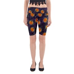 Space Pumpkins Yoga Cropped Leggings by SychEva