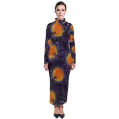 Space Pumpkins Turtleneck Maxi Dress by SychEva