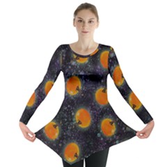 Space Pumpkins Long Sleeve Tunic  by SychEva