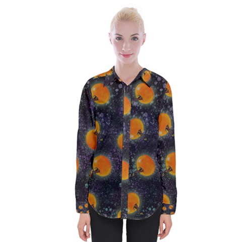 Space Pumpkins Womens Long Sleeve Shirt by SychEva