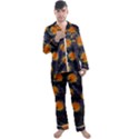 Space Pumpkins Men s Long Sleeve Satin Pajamas Set View1