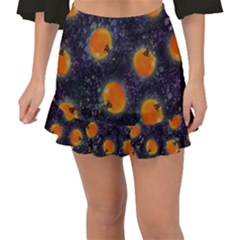 Space Pumpkins Fishtail Mini Chiffon Skirt by SychEva