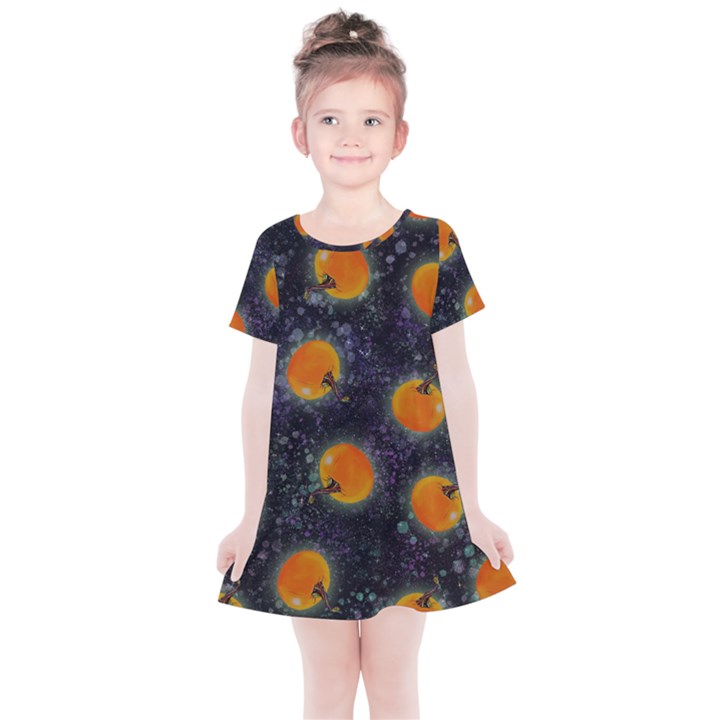 Space Pumpkins Kids  Simple Cotton Dress