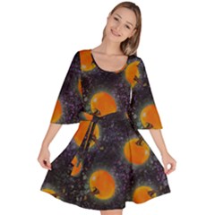 Space Pumpkins Velour Kimono Dress by SychEva