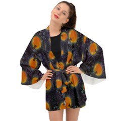 Space Pumpkins Long Sleeve Kimono by SychEva