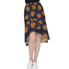 Space Pumpkins Frill Hi Low Chiffon Skirt by SychEva