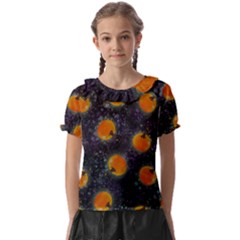 Space Pumpkins Kids  Frill Chiffon Blouse by SychEva