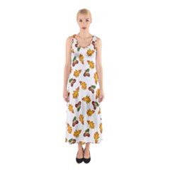 Oak Leaves And Acorns Sleeveless Maxi Dress by SychEva