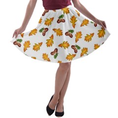 Oak Leaves And Acorns A-line Skater Skirt by SychEva