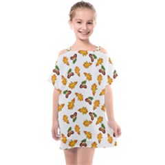 Oak Leaves And Acorns Kids  One Piece Chiffon Dress by SychEva