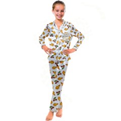 Oak Leaves And Acorns Kid s Satin Long Sleeve Pajamas Set by SychEva