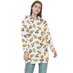 Oak Leaves And Acorns Women s Long Oversized Pullover Hoodie