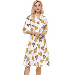 Oak Leaves And Acorns Classy Knee Length Dress by SychEva