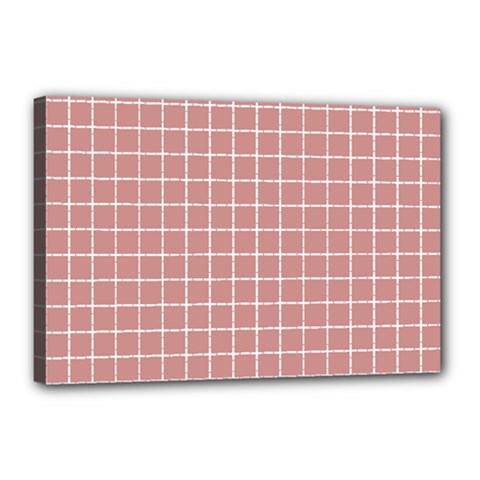 Abstrait Carreaux Rose/blanc Canvas 18  X 12  (stretched) by kcreatif