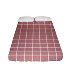 Abstrait Carreaux Rose/blanc Fitted Sheet (full/ Double Size) by kcreatif