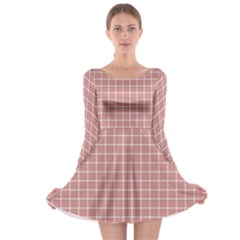 Abstrait Carreaux Rose/blanc Long Sleeve Skater Dress by kcreatif